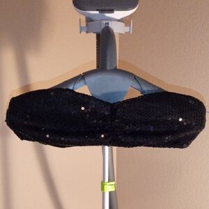 BOAZ Black Sparkly Sequin Bandeau Top Size M